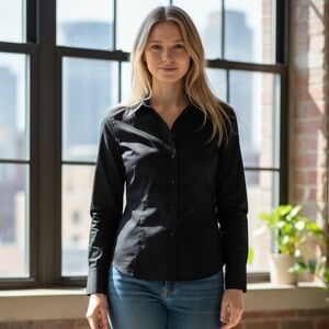 Jacob Black Button-Down Shirt in Solid Black